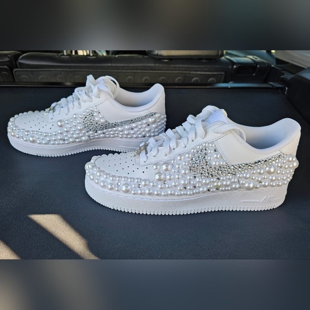 Hand beaded Wedding Air Force 1's